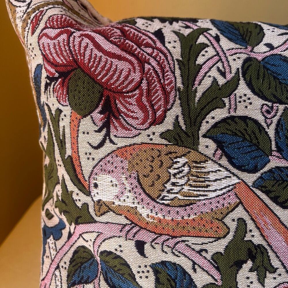 Hines of Oxford Bird & Rose Tapestry Cushion Feather Filled Floral Throw Pillow - Picture 2 of 10